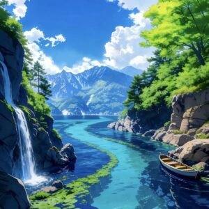 Soft clouds drifting across pastel sky