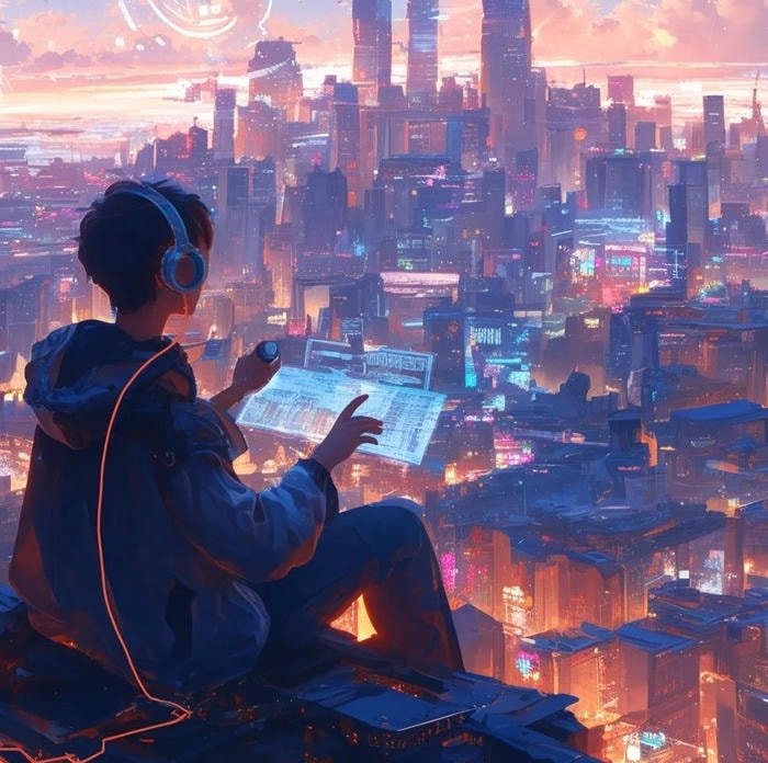 anime character neon lights cyberpunk anime pfp