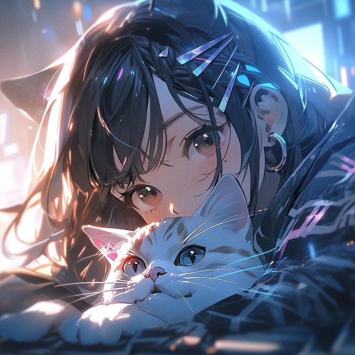 anime face futuristic glow cyberpunk anime pfp