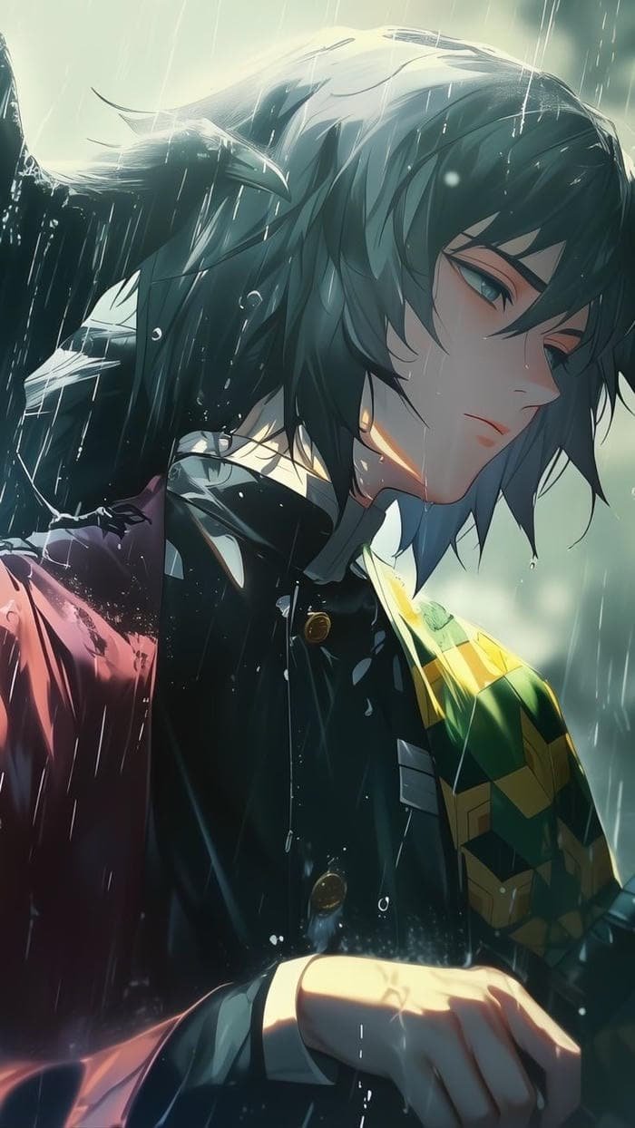 anime giyu tomioka powerful pose