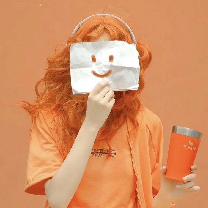 cozy pastel aesthetic orange pfp vibe