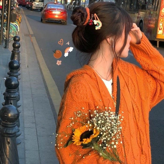 cozy sunset aesthetic orange pfp mood