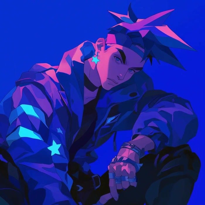 cyberpunk anime pfp anime character neon lights