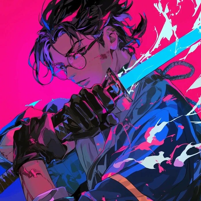cyberpunk anime pfp dark neon style portrait
