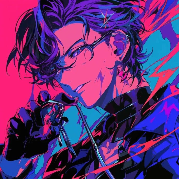 cyberpunk anime pfp neon glow anime portrait