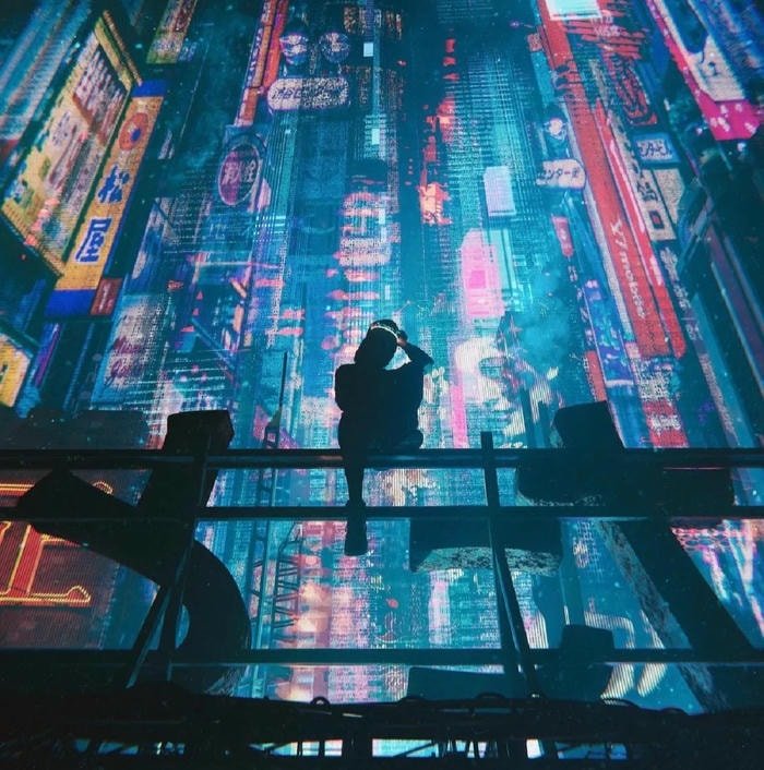 cyberpunk anime pfp neon lights anime profile