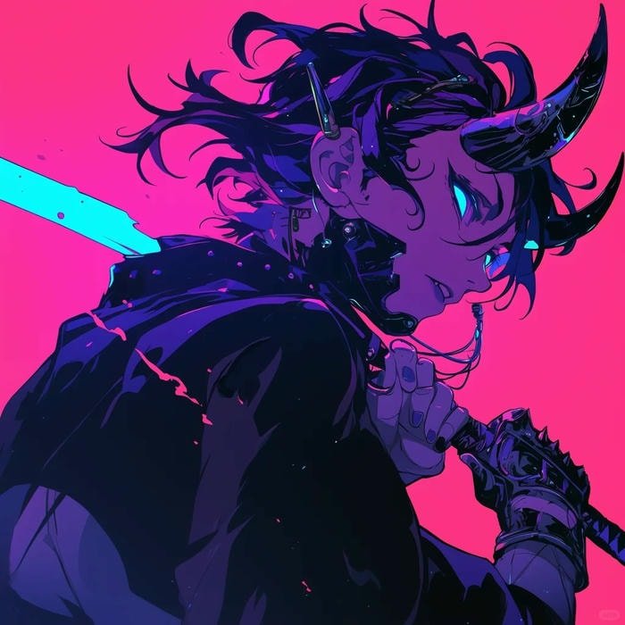 futuristic neon anime profile cyberpunk anime pfp