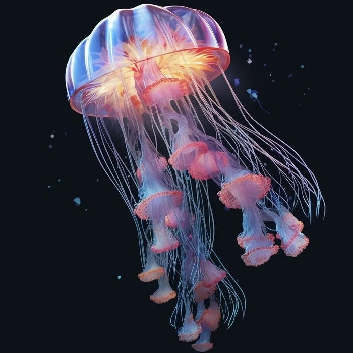 luminous jellyfish aesthetic pfp underwater