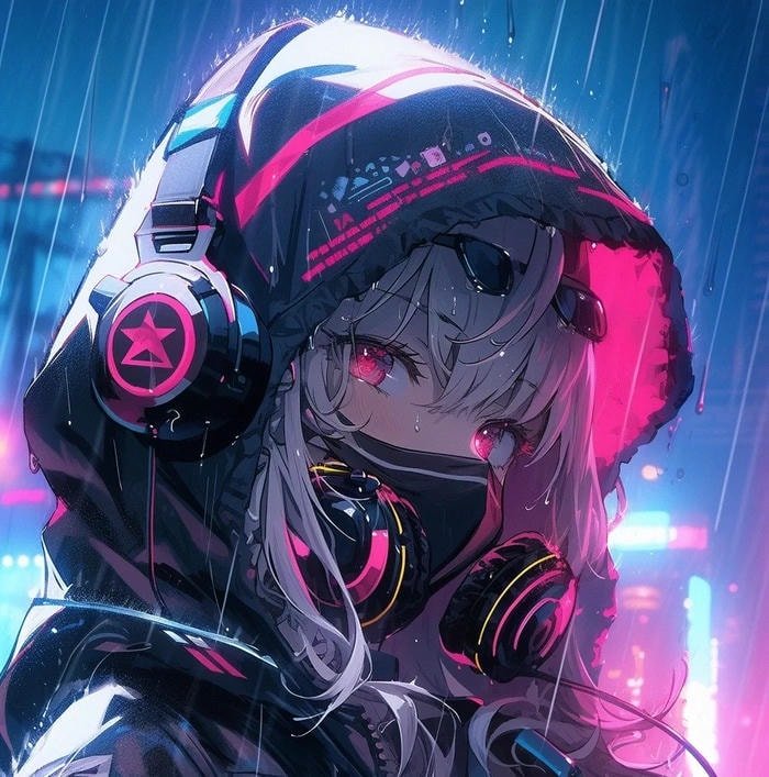 neon cyber anime avatar cyberpunk anime pfp