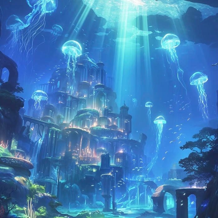 underwater light patterns creating ocean profile mood