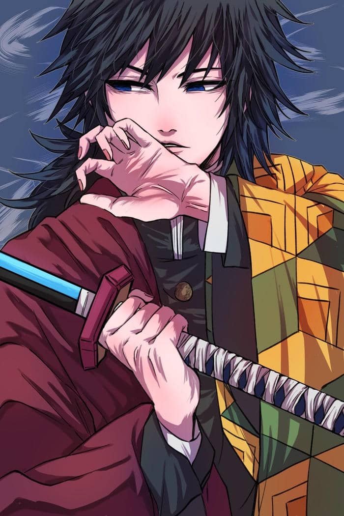 vibrant anime pfp of giyu tomioka
