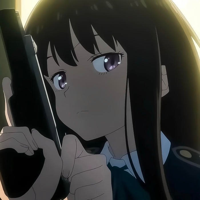 Anime gun pfp arranged with cinematic depth