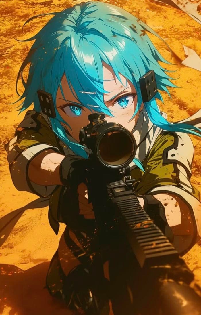 Anime gun pfp designed with action based illustration