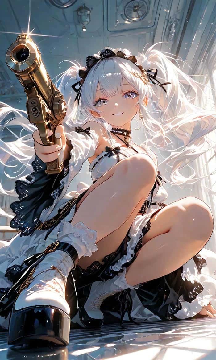 Anime gun pfp emphasizing confrontation based artwork