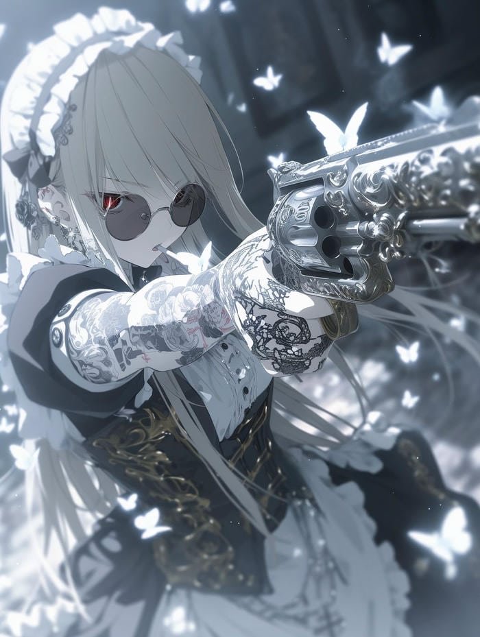 Anime gun pfp with close distance visual layout