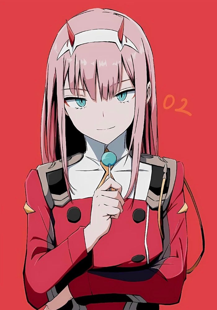 Anime pfp zero two using minimal background emphasis