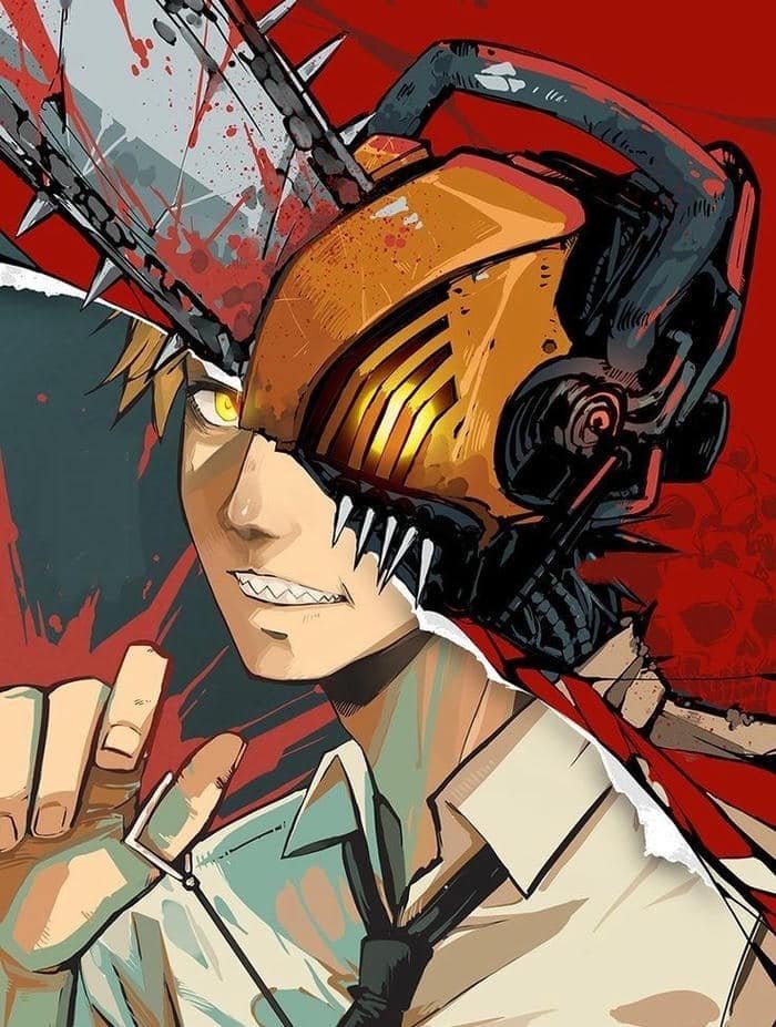 Anime style denji pfp portrait illustration