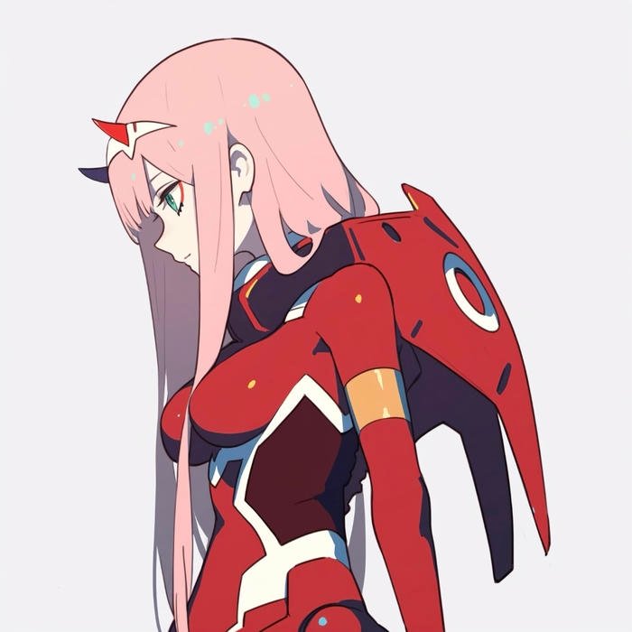 Anime zero two pfp centered on iconic facial details