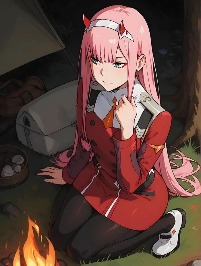 Anime zero two pfp with refined illustrated details