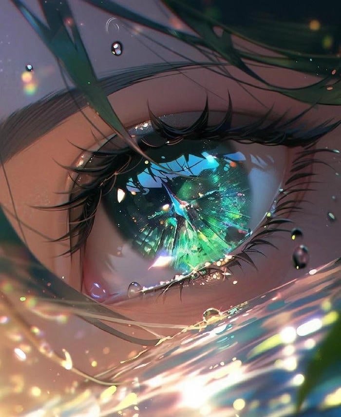 Character emotion implied through pupils anime eye pfp