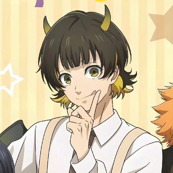 Clean edged illustration style blue block anime pfp