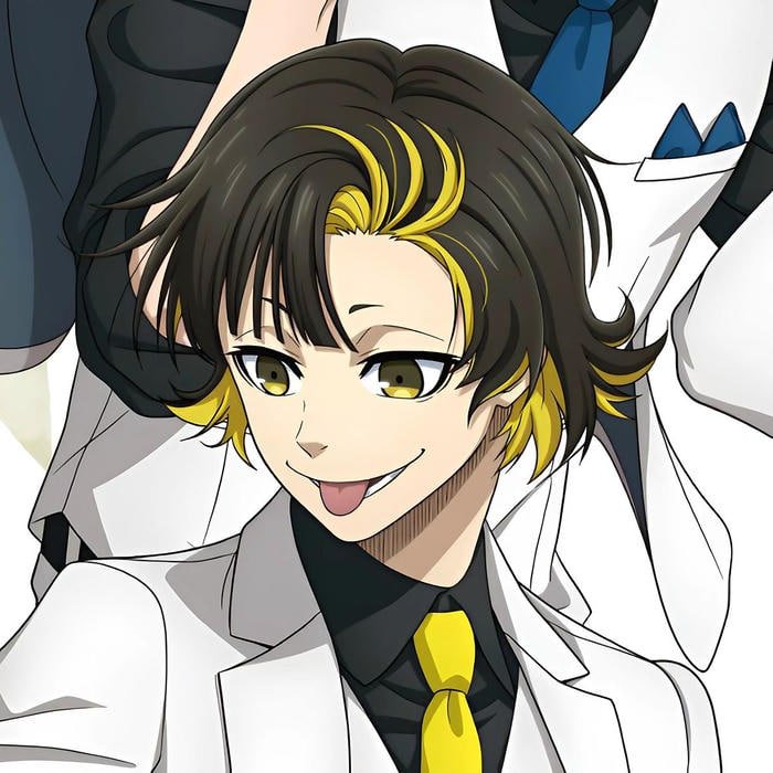 Determined expression captured blue block anime pfp