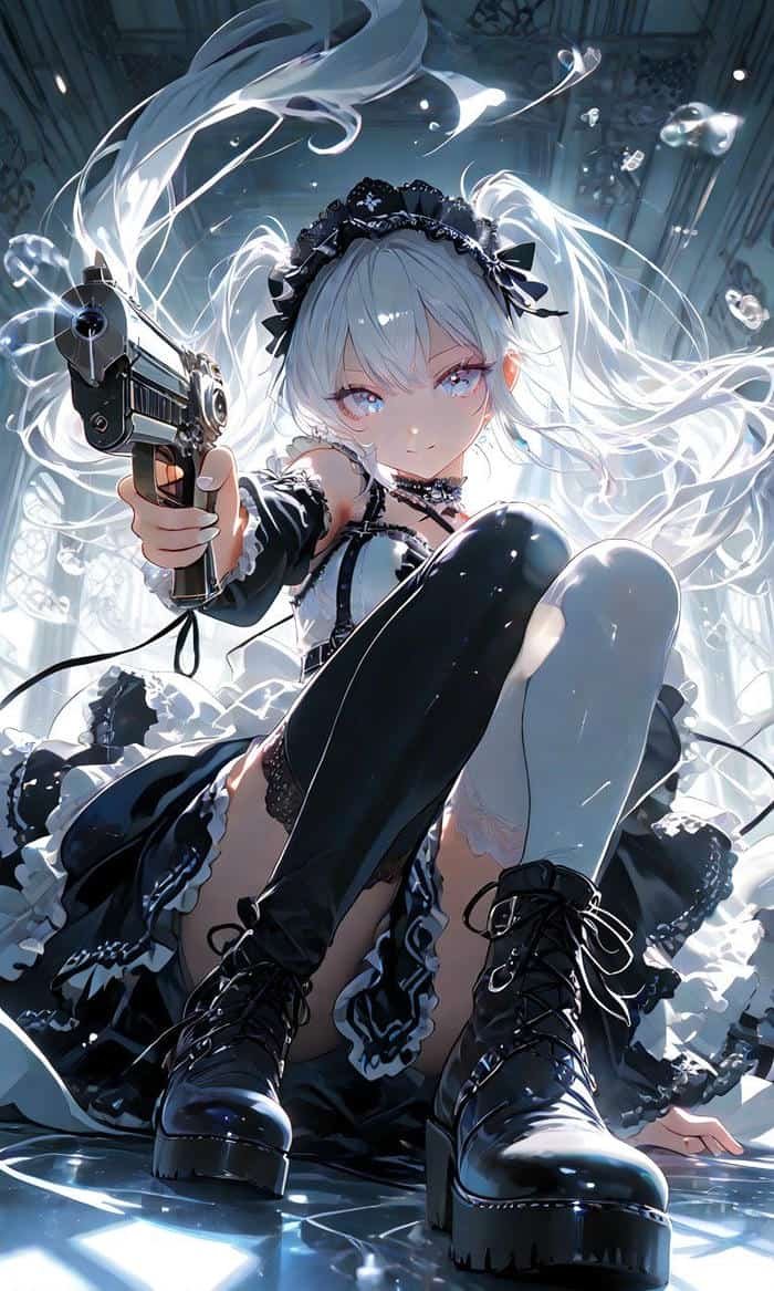 Gun anime pfp arranged in action heavy setting