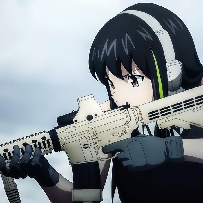 Gun anime pfp with illustrated motion impression