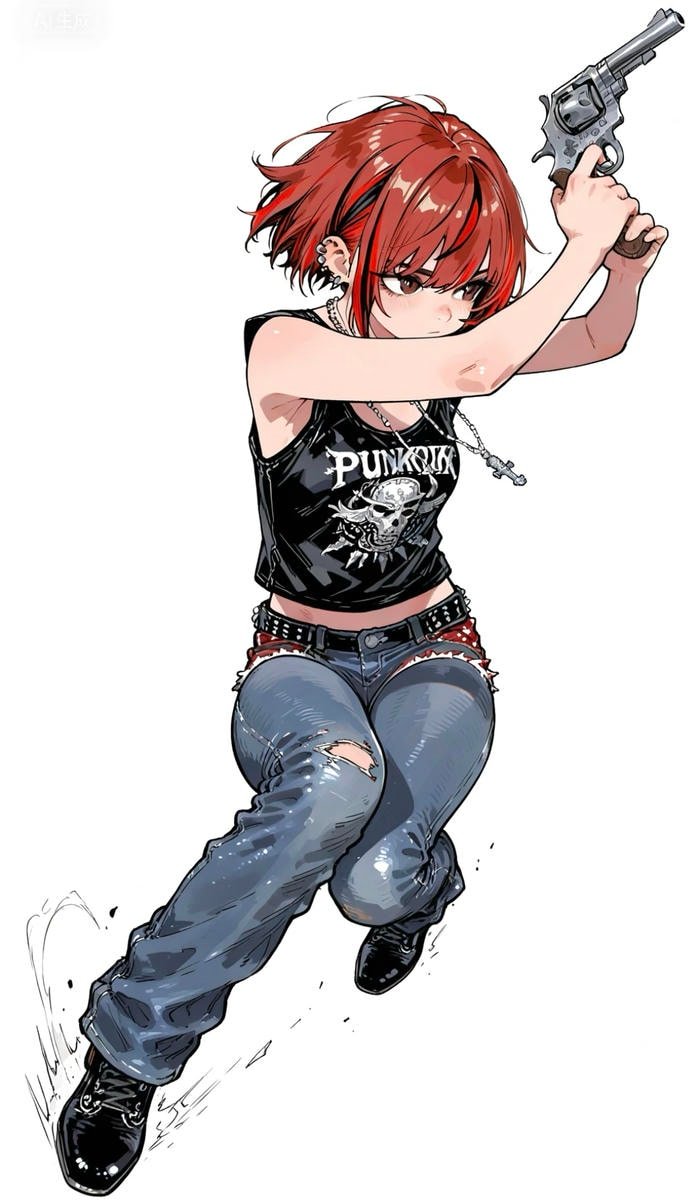 Gun themed anime pfp in close framing composition