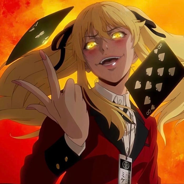 High stakes mentality represented by anime pfp kakegurui