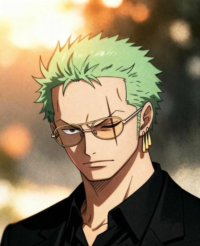 One Piece anime zoro pfp with battle-hardened face
