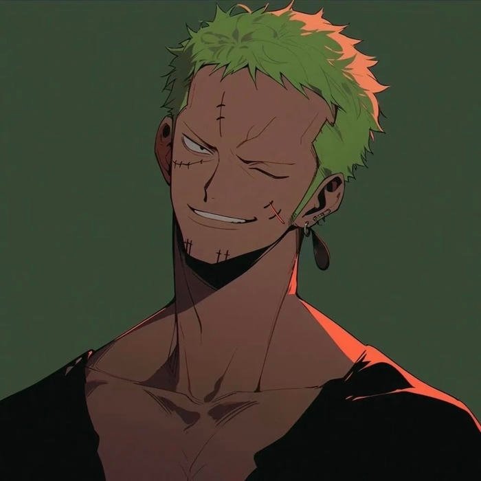 One Piece zoro anime pfp with recognizable green hair