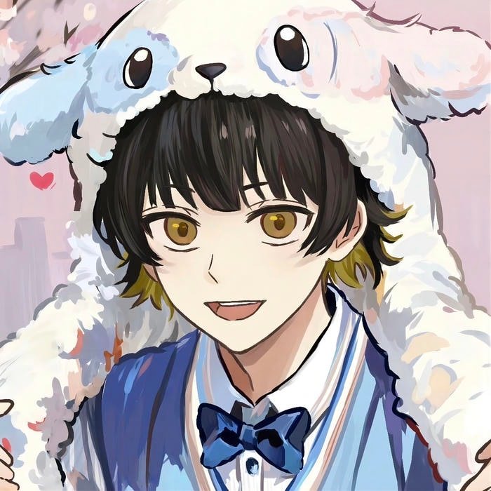 Serious match ready look blue block anime pfp