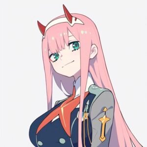 Zero two anime pfp displaying sharp eye emphasis