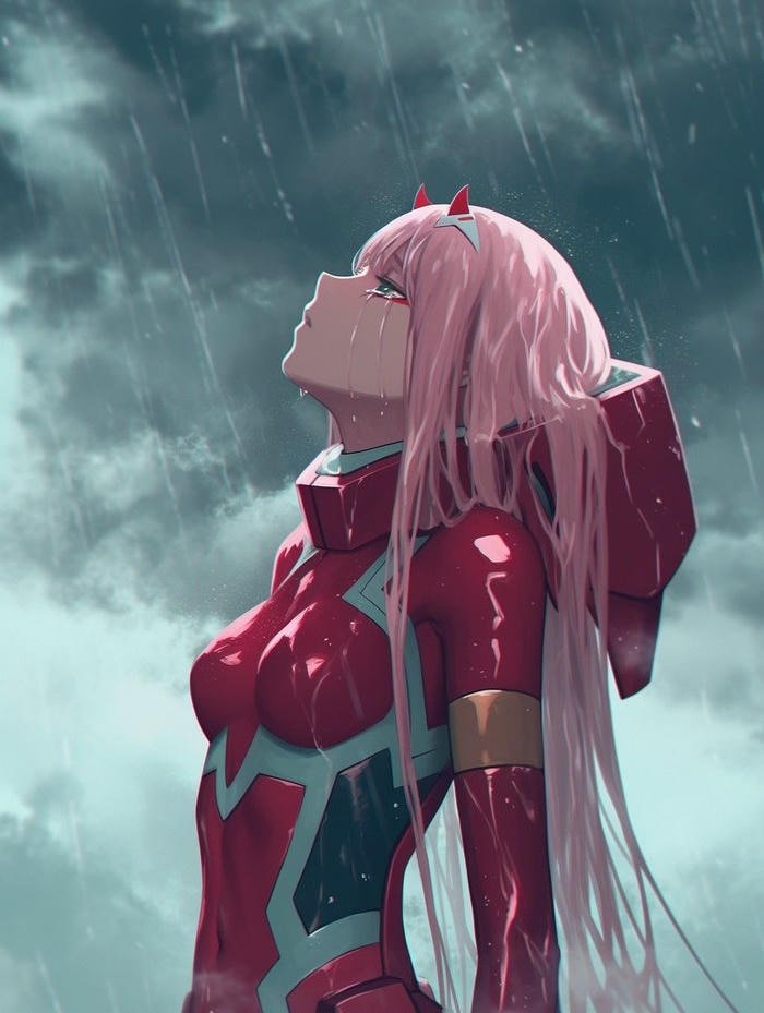Zero two anime pfp emphasizing facial focus area