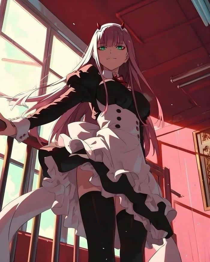 Zero two anime pfp using close angle framing
