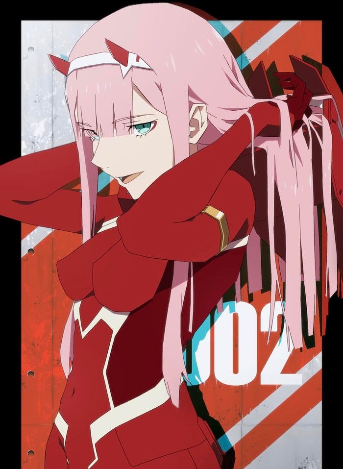 Zero two anime pfp with detailed facial rendering