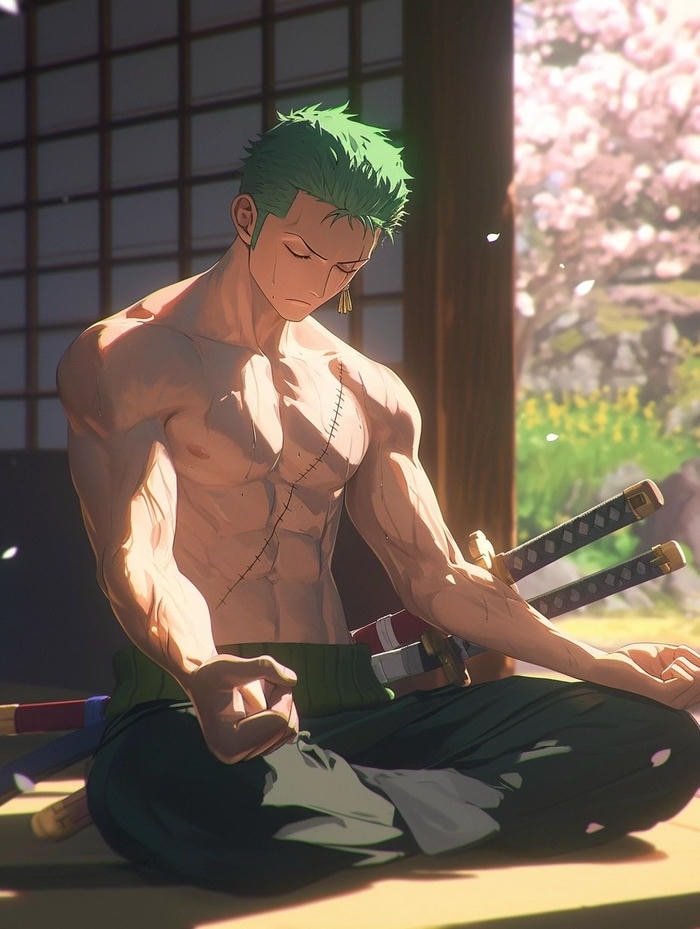 Zoro anime pfp presenting experienced swordsman aura