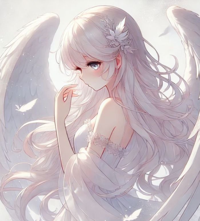 angel pfp with quiet spiritual and divine mood
