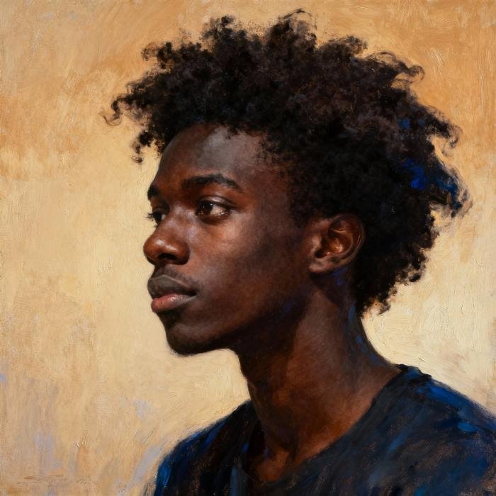 black guy pfp with strong facial feature