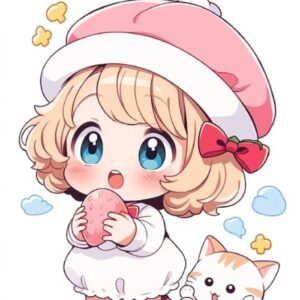 clean and minimal cartoon style chibi pfp