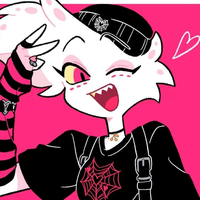 exaggerated emotion cartoon angel dust pfp artwork