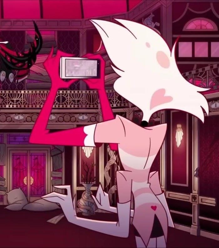 flamboyant demon cartoon angel dust pfp with attitude