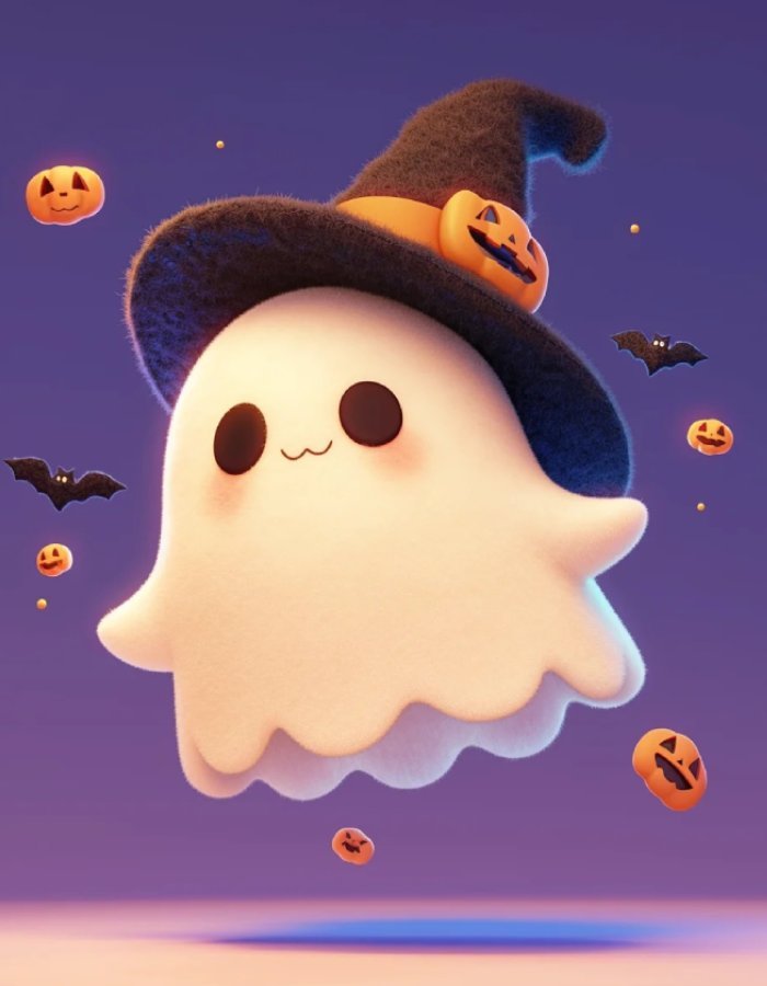 floating ghost design feels halloween pfp cute