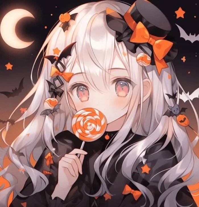 halloween pfp cute ghost themed anime girl portrait