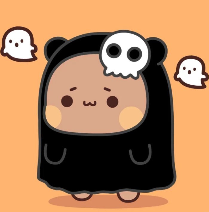 halloween pfp cute round character with skulls