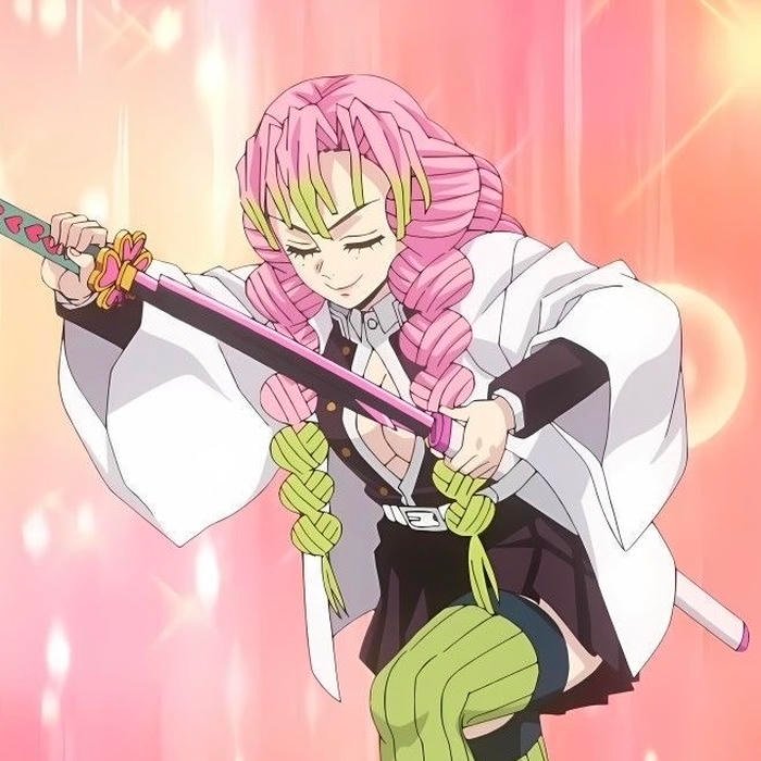 Airy and soft anime portrait captured as mitsuri pfp