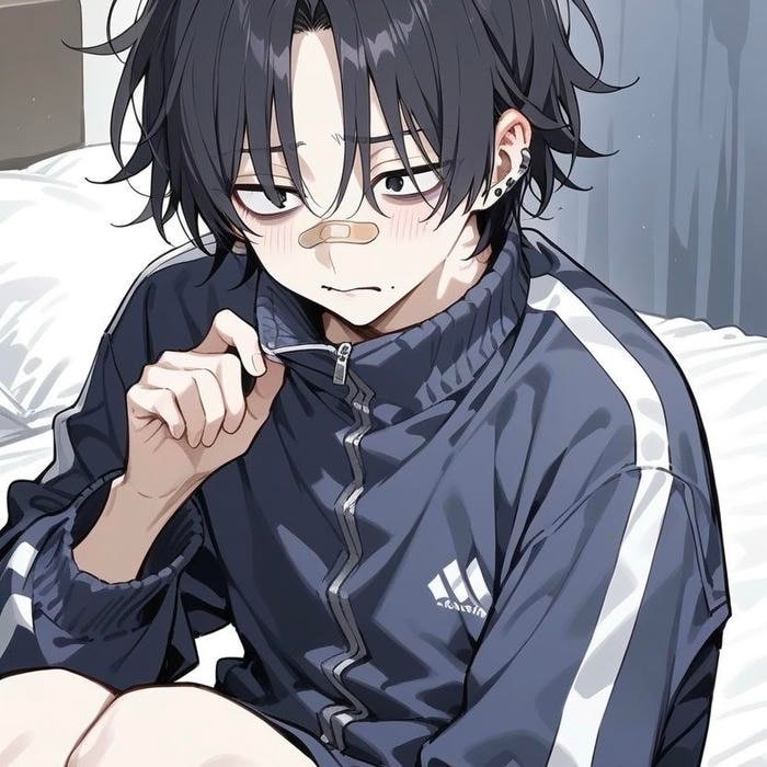 Alternative chic emo anime boy pfp balancing darkness and style