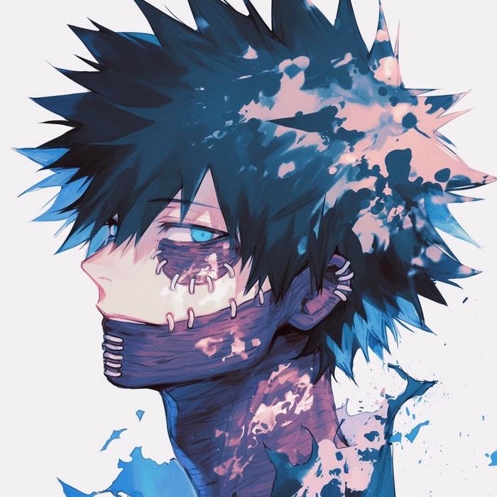 Anime villain portrait conveying rebellion using dabi pfp