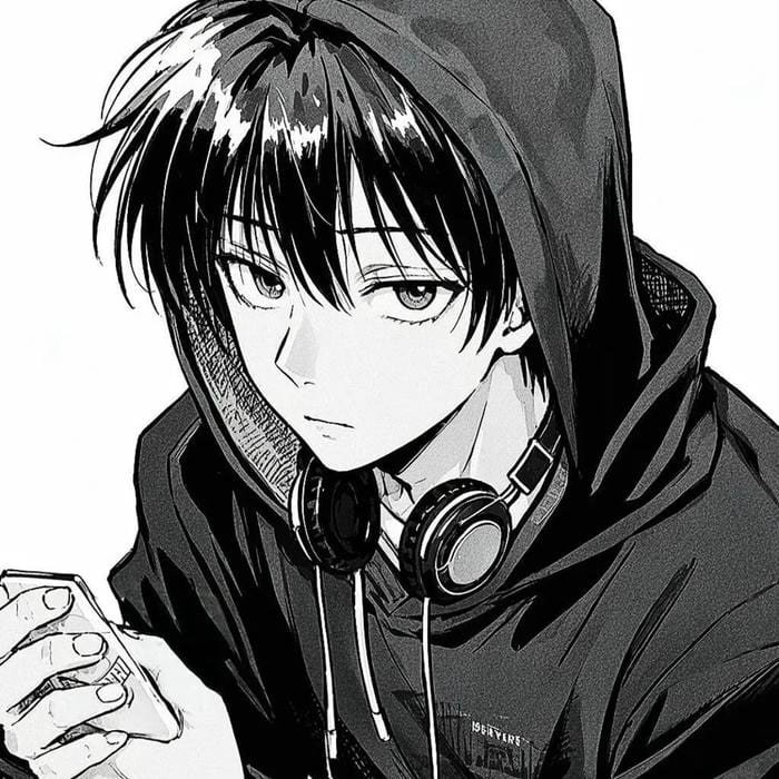 Artistic anime head illustration suited for anime man pfp